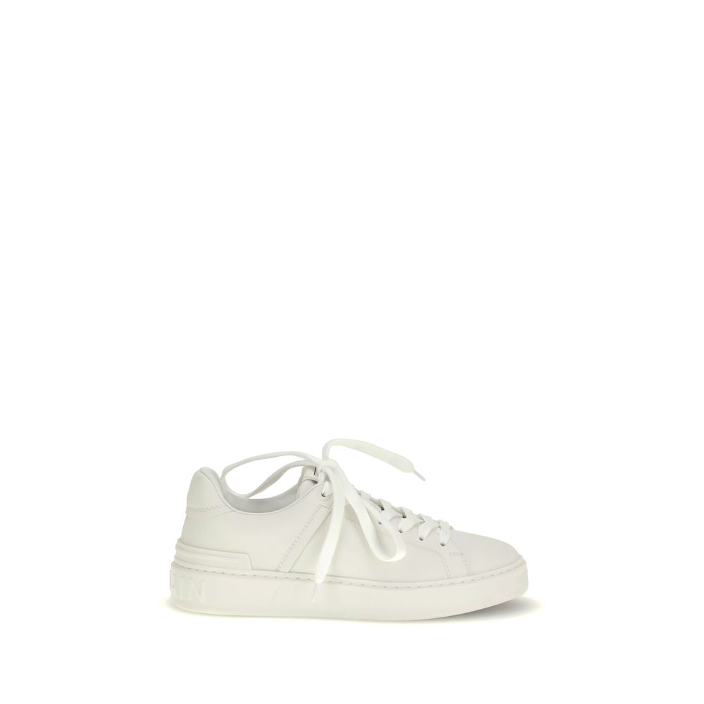 Balmain White Calf Leather Bos Taurus Low Top Sneakers - Luxury Boutique Co