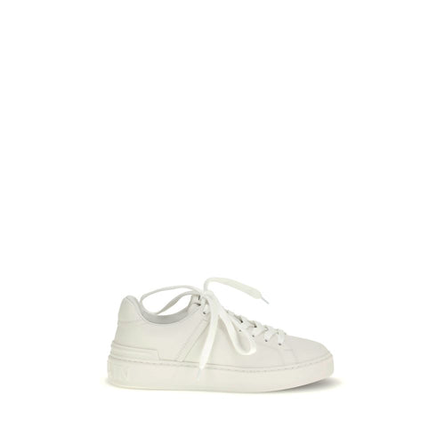 Balmain White Calf Leather Bos Taurus Low Top Sneakers - Luxury Boutique Co