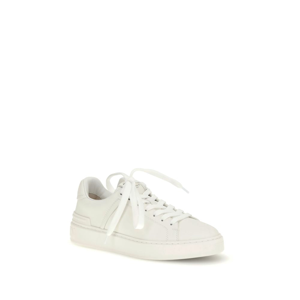 Balmain White Calf Leather Bos Taurus Low Top Sneakers - Luxury Boutique Co