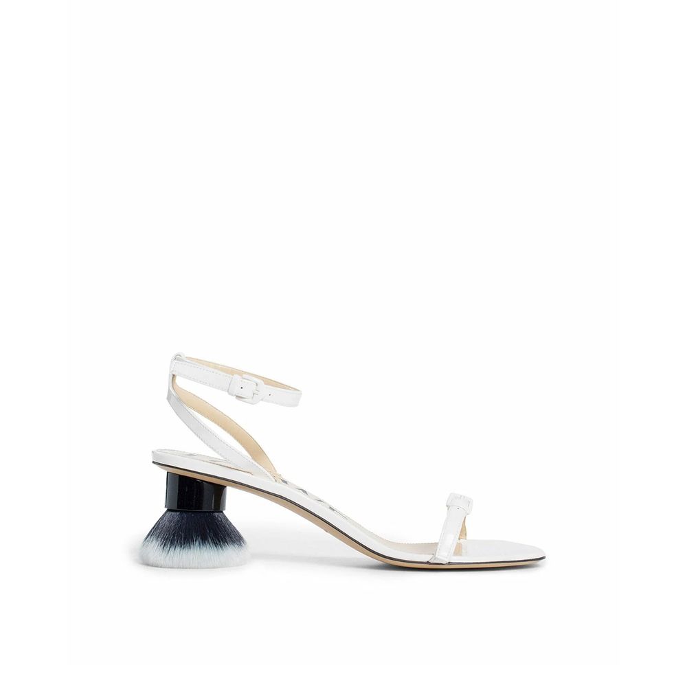 Loewe White Lamb Leather Stiletto Heel Sandals - Luxury Boutique Co