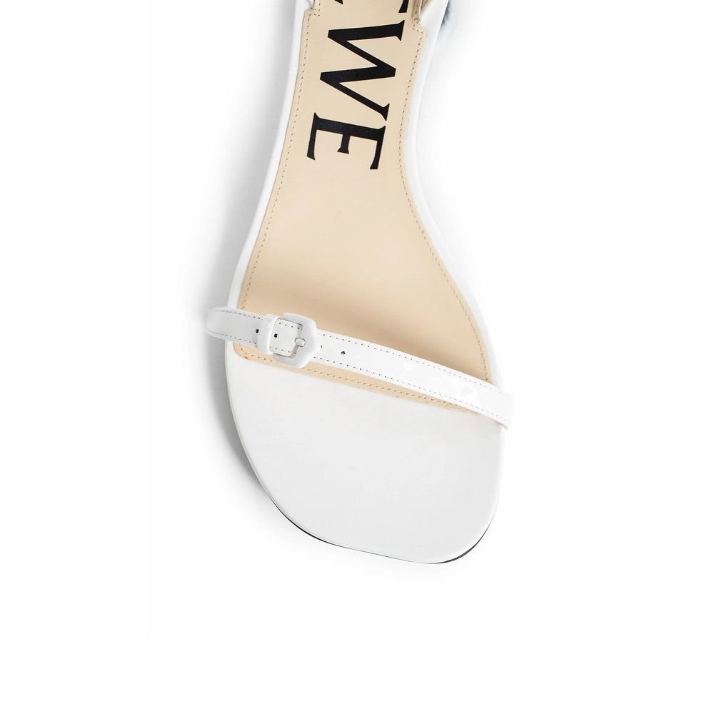 Loewe White Lamb Leather Stiletto Heel Sandals - Luxury Boutique Co
