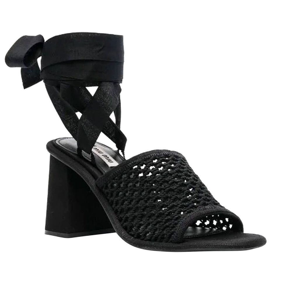 Miu Miu Black Fabric Strap-On Sandals - Luxury Boutique Co