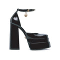 Versace Black Calfskin Platform Sandals - Luxury Boutique Co