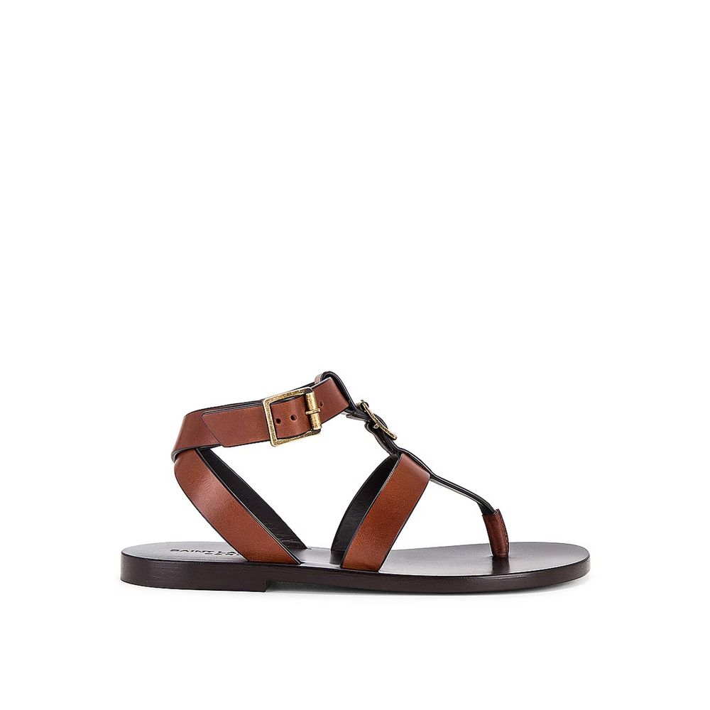 Saint Laurent Brown Calfskin Flip-Flop Sandals - Luxury Boutique Co