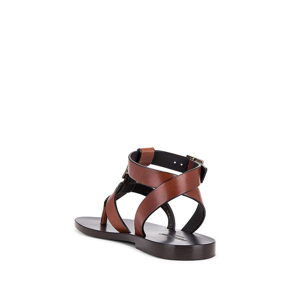 Saint Laurent Brown Calfskin Flip-Flop Sandals - Luxury Boutique Co