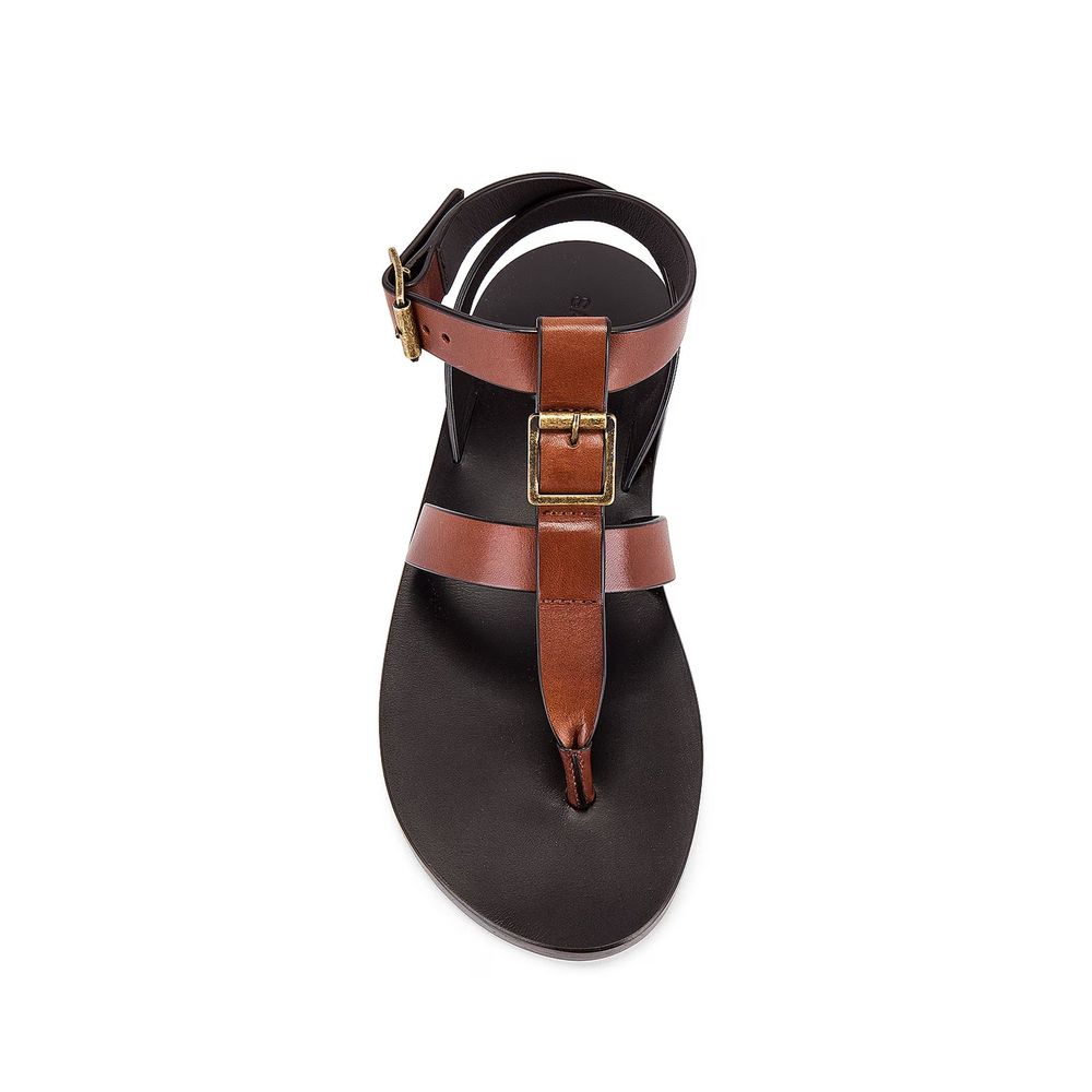 Saint Laurent Brown Calfskin Flip-Flop Sandals - Luxury Boutique Co