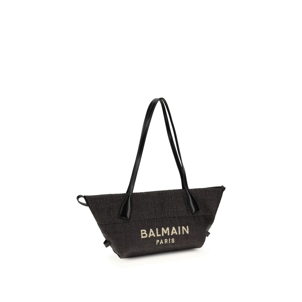 Balmain Black Raffia Shoulder Bag - Luxury Boutique Co