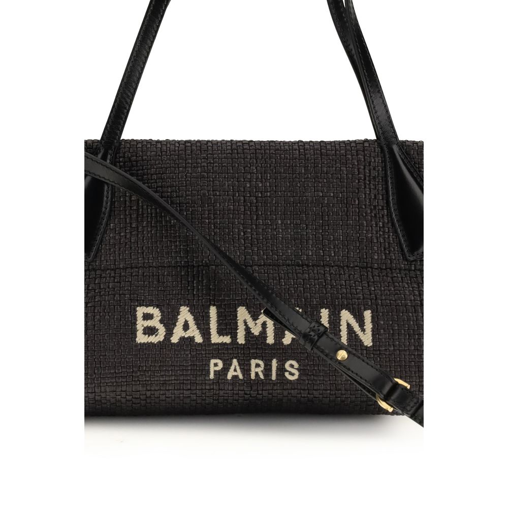 Balmain Black Raffia Shoulder Bag - Luxury Boutique Co