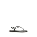 Giuseppe Zanotti Black Calf Leather Bos Taurus Flat Sandals - Luxury Boutique Co