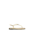 Giuseppe Zanotti Gold Calf Leather Bos Taurus Flat Sandals - Luxury Boutique Co