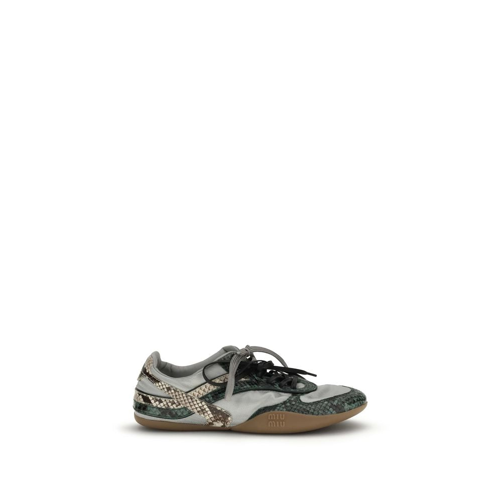 Miu Miu Gray Recycled Polyester Athletic Sneakers - Luxury Boutique Co