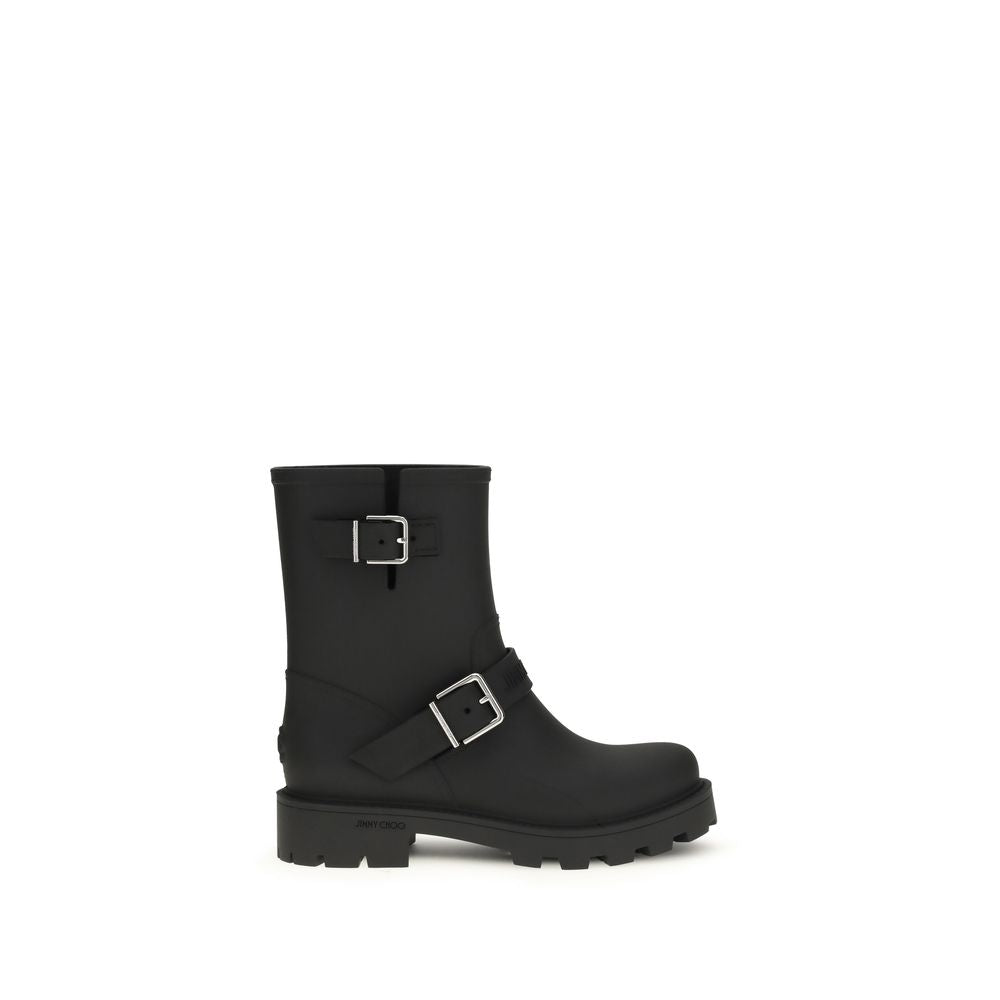 Jimmy Choo Black Polyurethane Rain Boots - Luxury Boutique Co