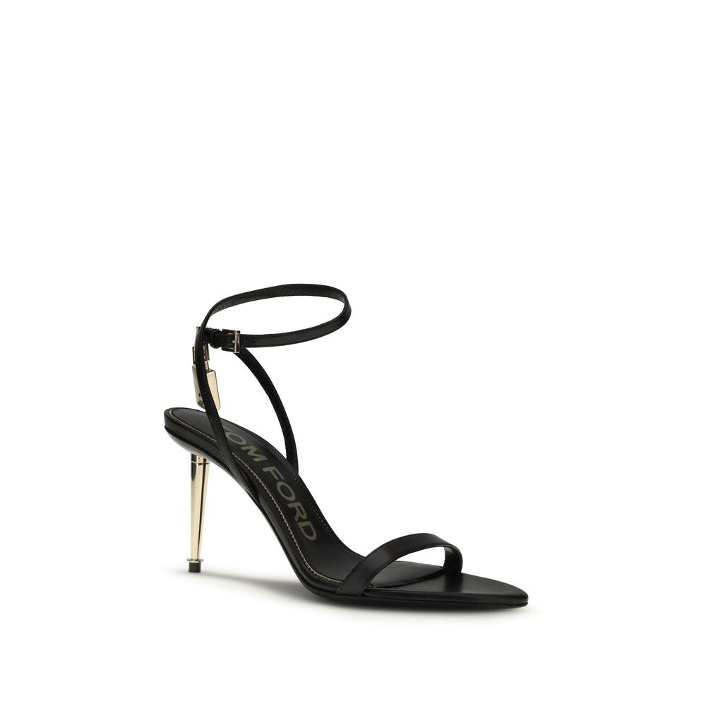 Tom Ford Black Goatskin Stiletto Heel Sandals - Luxury Boutique Co