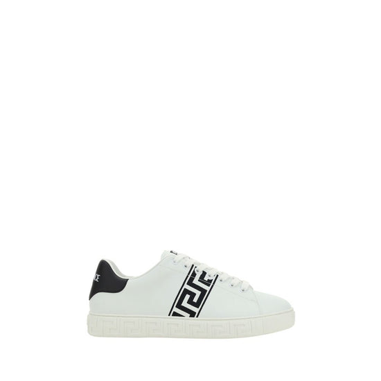 Versace White Calf Leather Bos Taurus Low Top Sneakers
