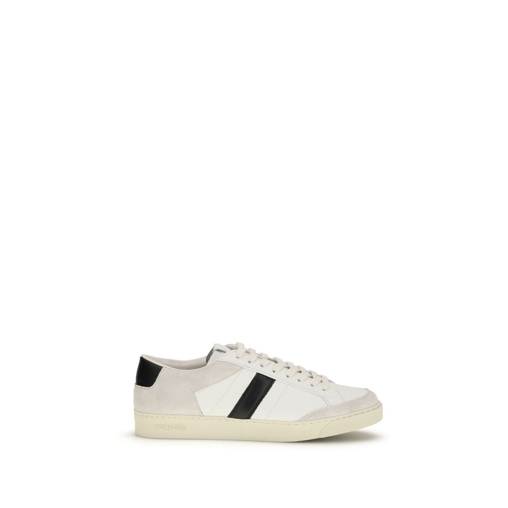Tom Ford White Calf Leather Bos Taurus Sneakers - Luxury Boutique Co