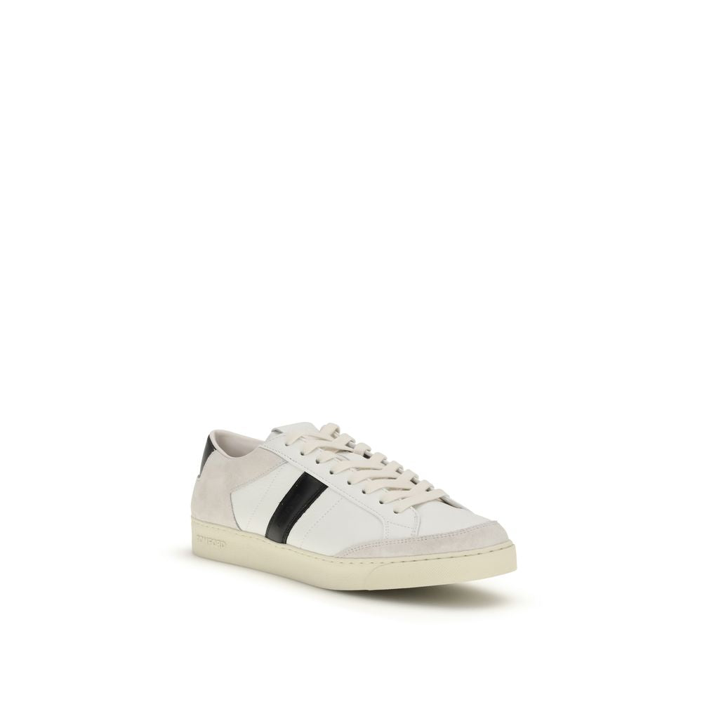 Tom Ford White Calf Leather Bos Taurus Sneakers - Luxury Boutique Co