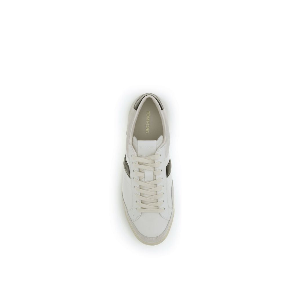 Tom Ford White Calf Leather Bos Taurus Sneakers - Luxury Boutique Co