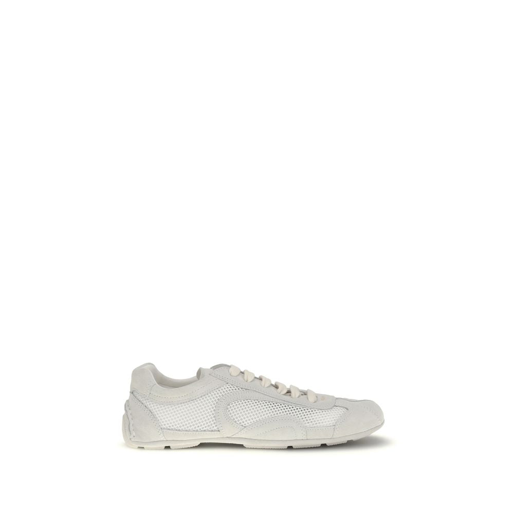 Prada White Fabric Low Top Sneakers - Luxury Boutique Co