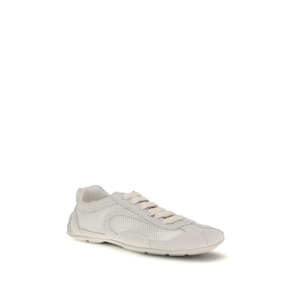 Prada White Fabric Low Top Sneakers - Luxury Boutique Co
