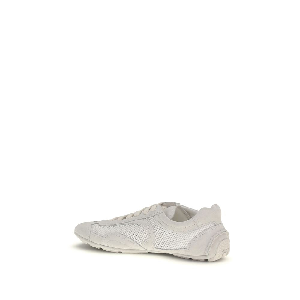 Prada White Fabric Low Top Sneakers - Luxury Boutique Co