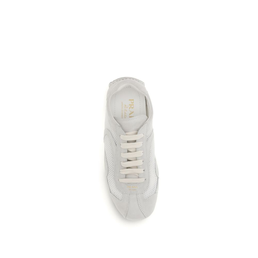 Prada White Fabric Low Top Sneakers - Luxury Boutique Co