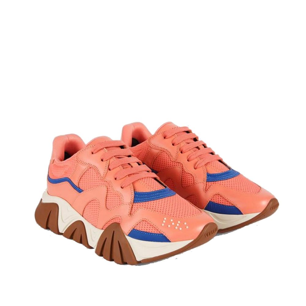Versace Orange Leather Chunky Sneakers - Luxury Boutique Co