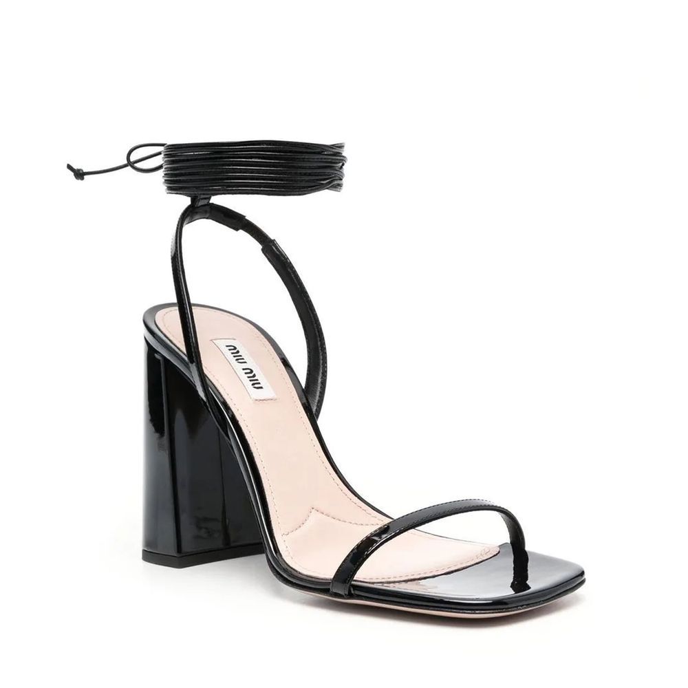 Miu Miu Black Calfskin Strap-On Sandals - Luxury Boutique Co