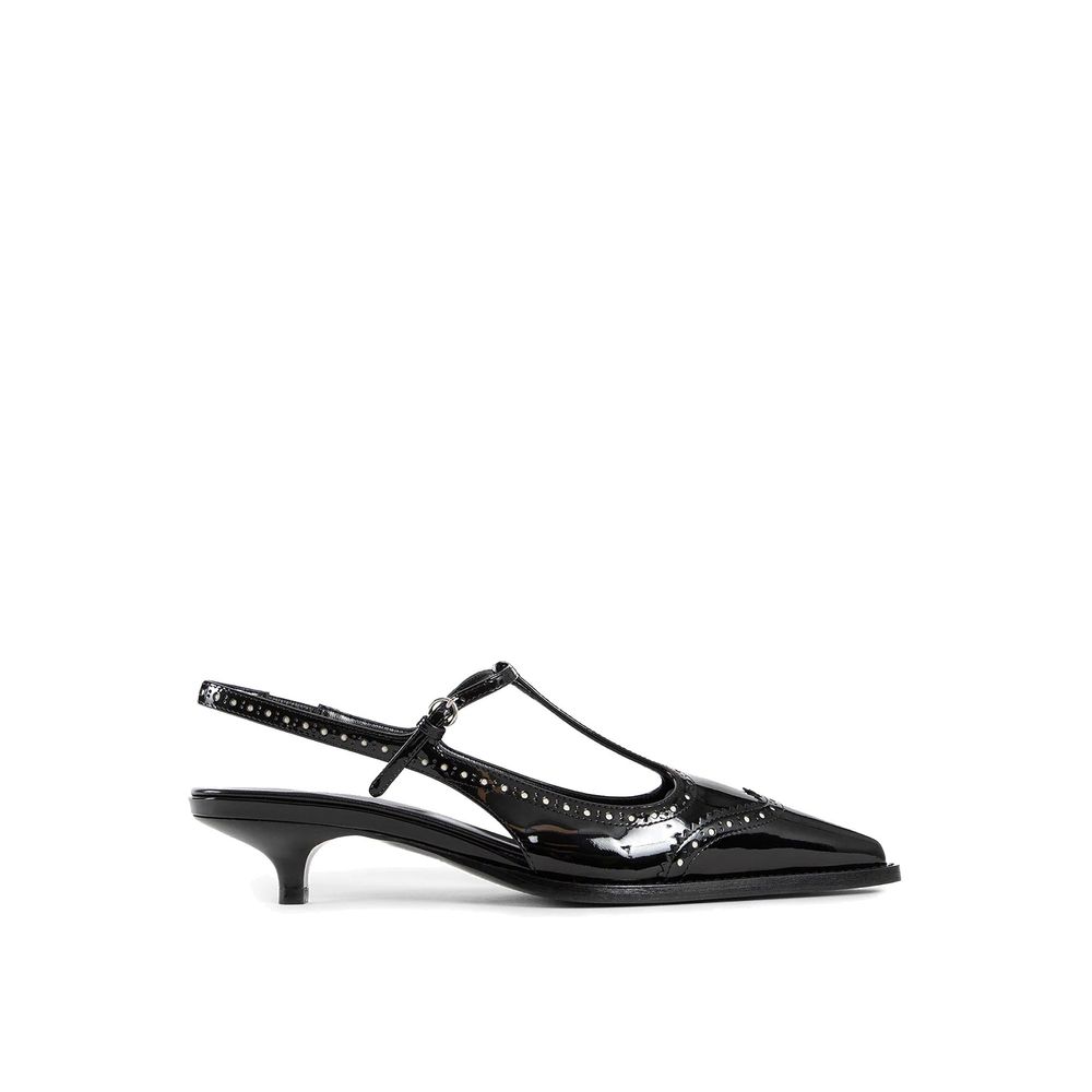 Miu Miu Black Calfskin Mid Heel Pumps - Luxury Boutique Co