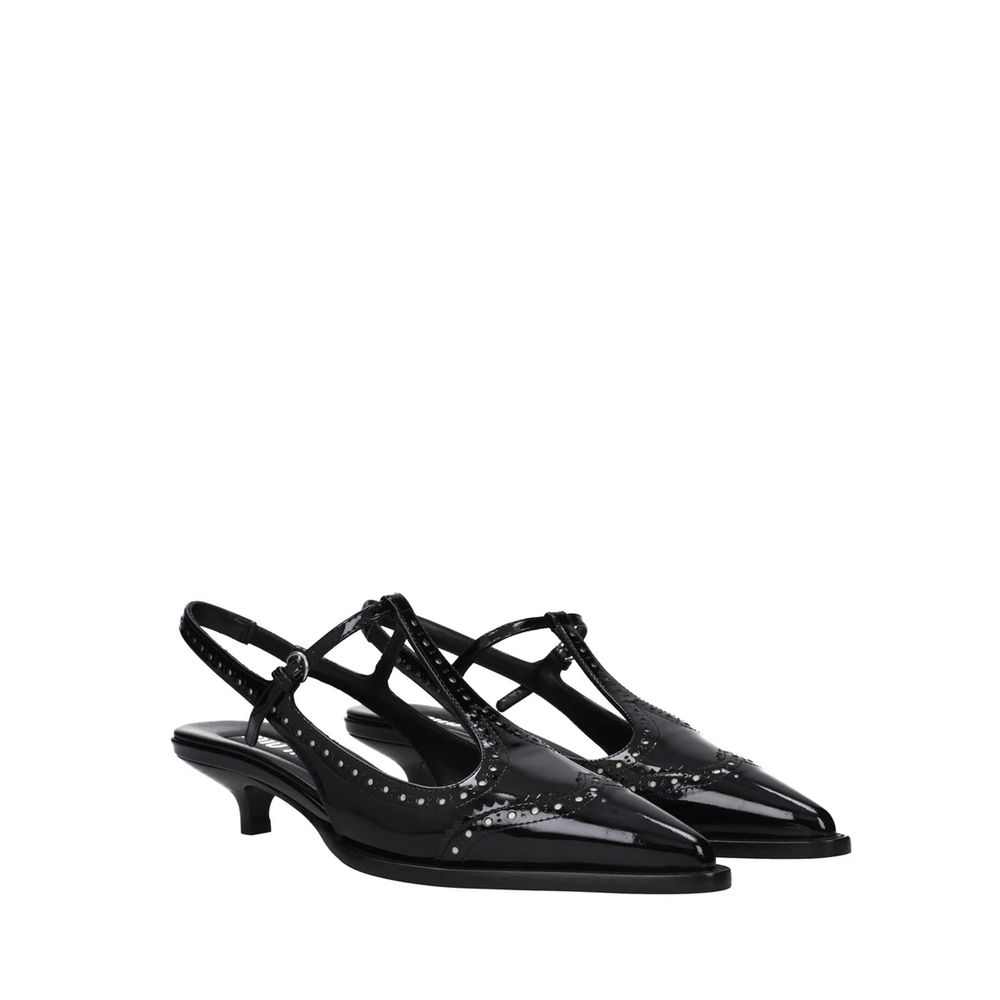 Miu Miu Black Calfskin Mid Heel Pumps - Luxury Boutique Co