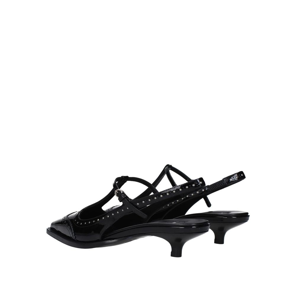 Miu Miu Black Calfskin Mid Heel Pumps - Luxury Boutique Co