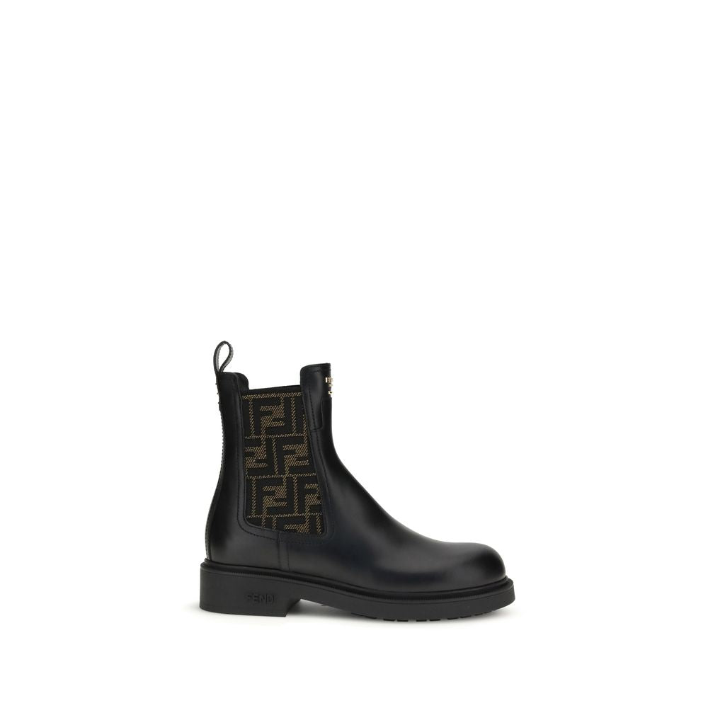 Fendi Black Calf Leather Bos Taurus Ankle Boots - Luxury Boutique Co