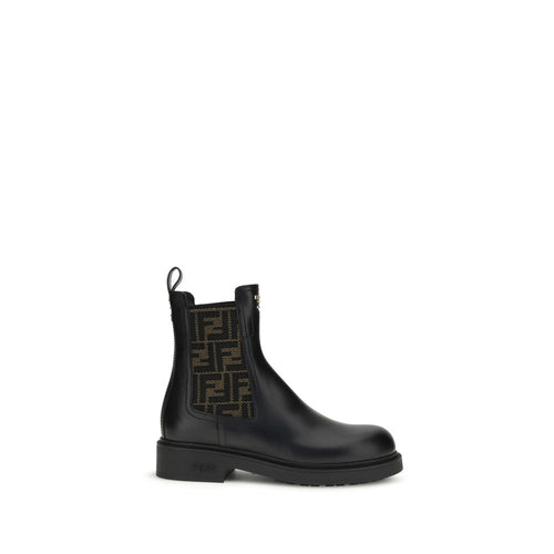 Fendi Black Calf Leather Bos Taurus Ankle Boots - Luxury Boutique Co