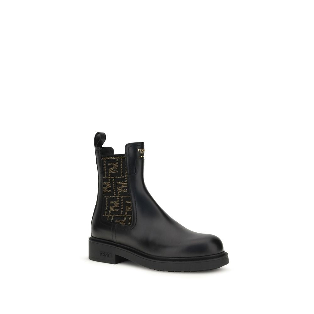 Fendi Black Calf Leather Bos Taurus Ankle Boots - Luxury Boutique Co