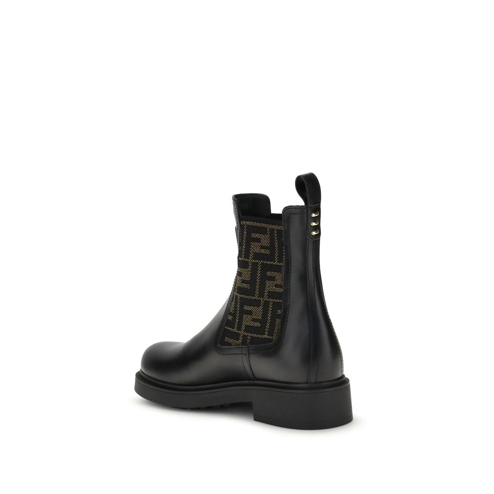 Fendi Black Calf Leather Bos Taurus Ankle Boots - Luxury Boutique Co