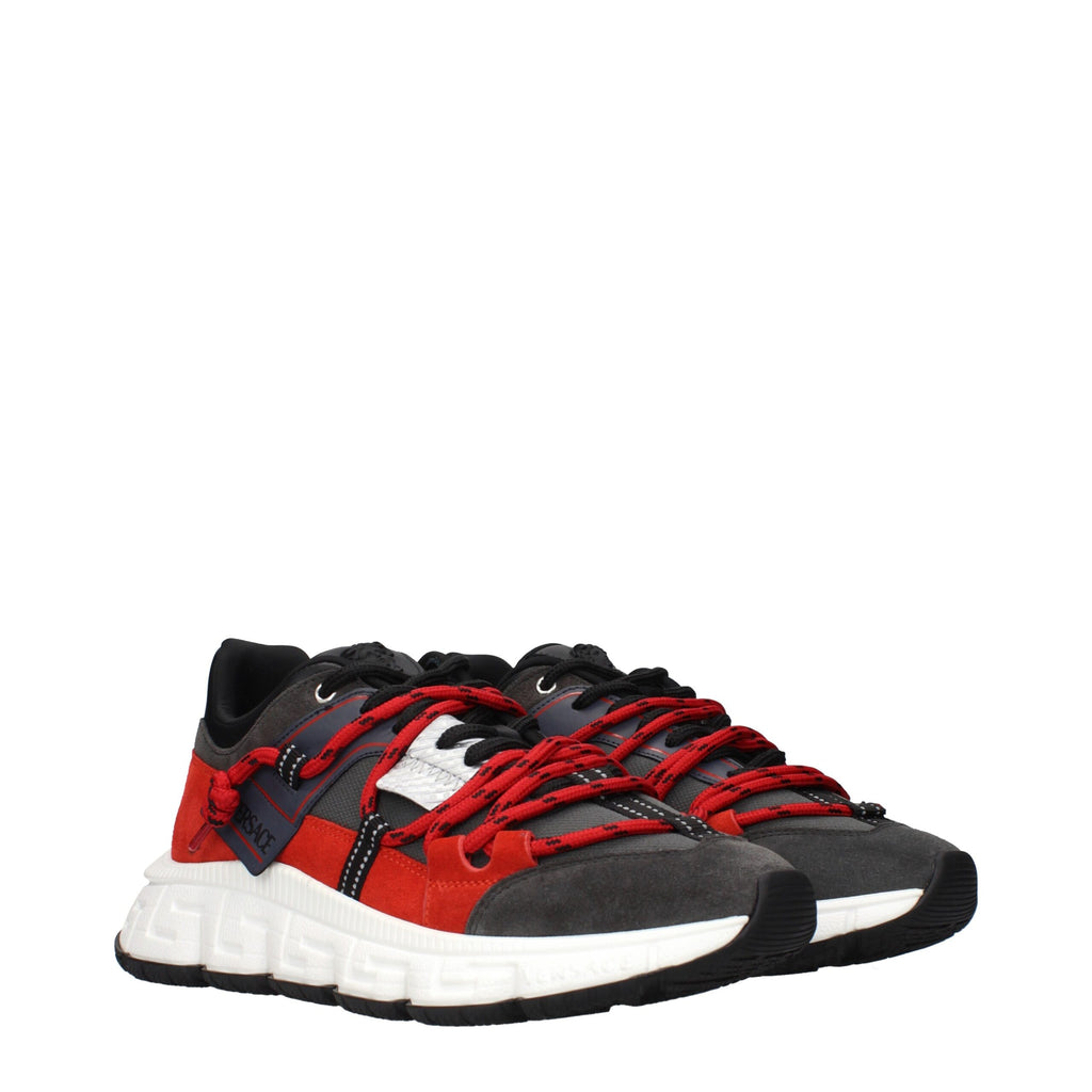 Versace Gray Leather Chunky Sneakers - Luxury Boutique Co