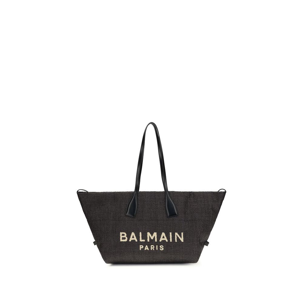 Balmain Black Raffia Shoulder Bag - Luxury Boutique Co
