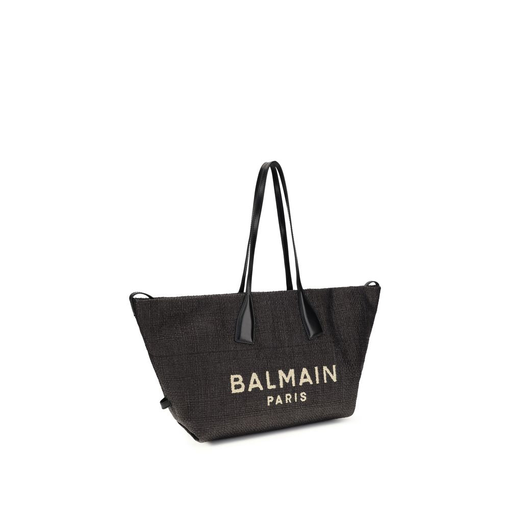 Balmain Black Raffia Shoulder Bag - Luxury Boutique Co