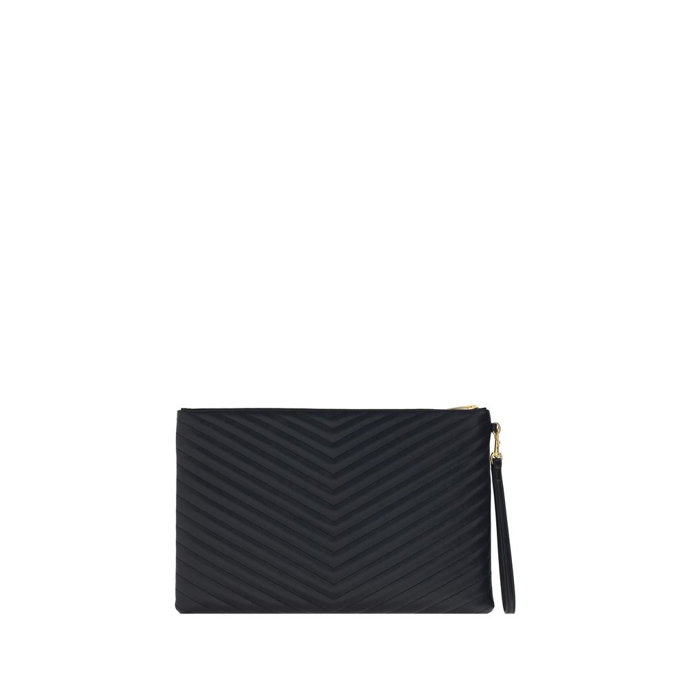 Saint Laurent Black Calf Leather Bos Taurus Clutch Bag - Luxury Boutique Co