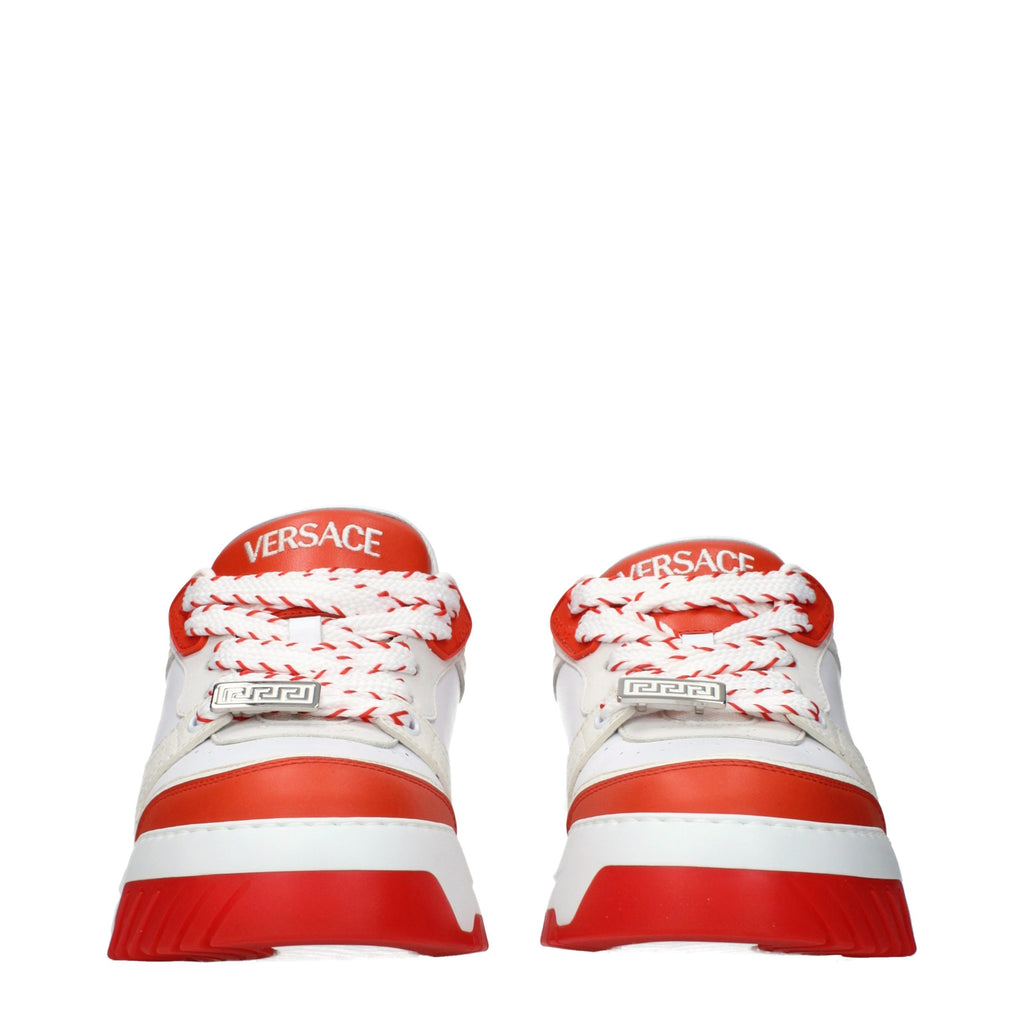 Versace White Leather Athletic Sneakers - Luxury Boutique Co