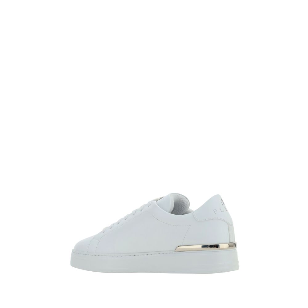 Philipp Plein White Calf Leather Bos Taurus Low Top Sneakers - Luxury Boutique Co