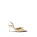 MACH & MACH Beige Silk High Heel Pumps - Luxury Boutique Co