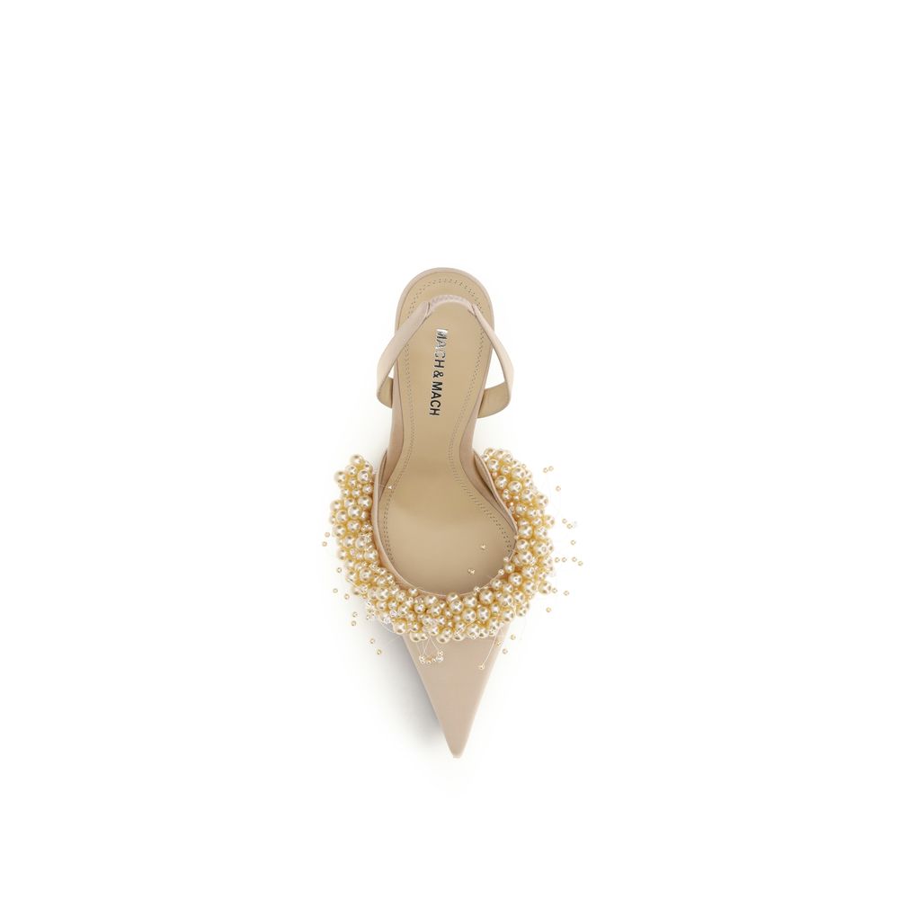 MACH & MACH Beige Silk High Heel Pumps - Luxury Boutique Co