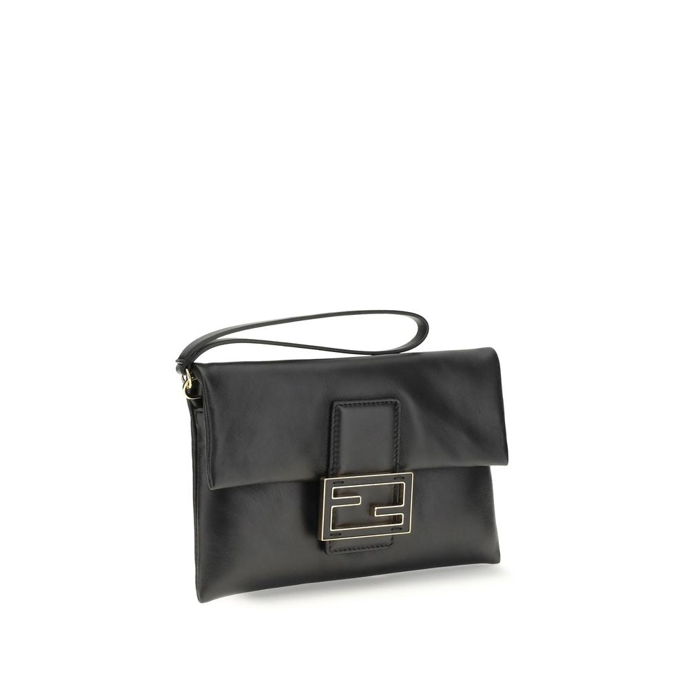 Fendi Black Lamb Ovis Aries Aries Clutch Bag - Luxury Boutique Co