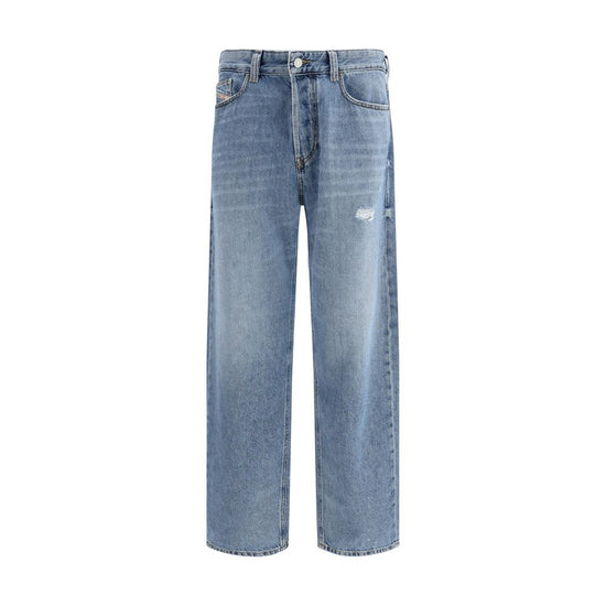 Diesel Blue Cotton Relaxed Fit Jeans