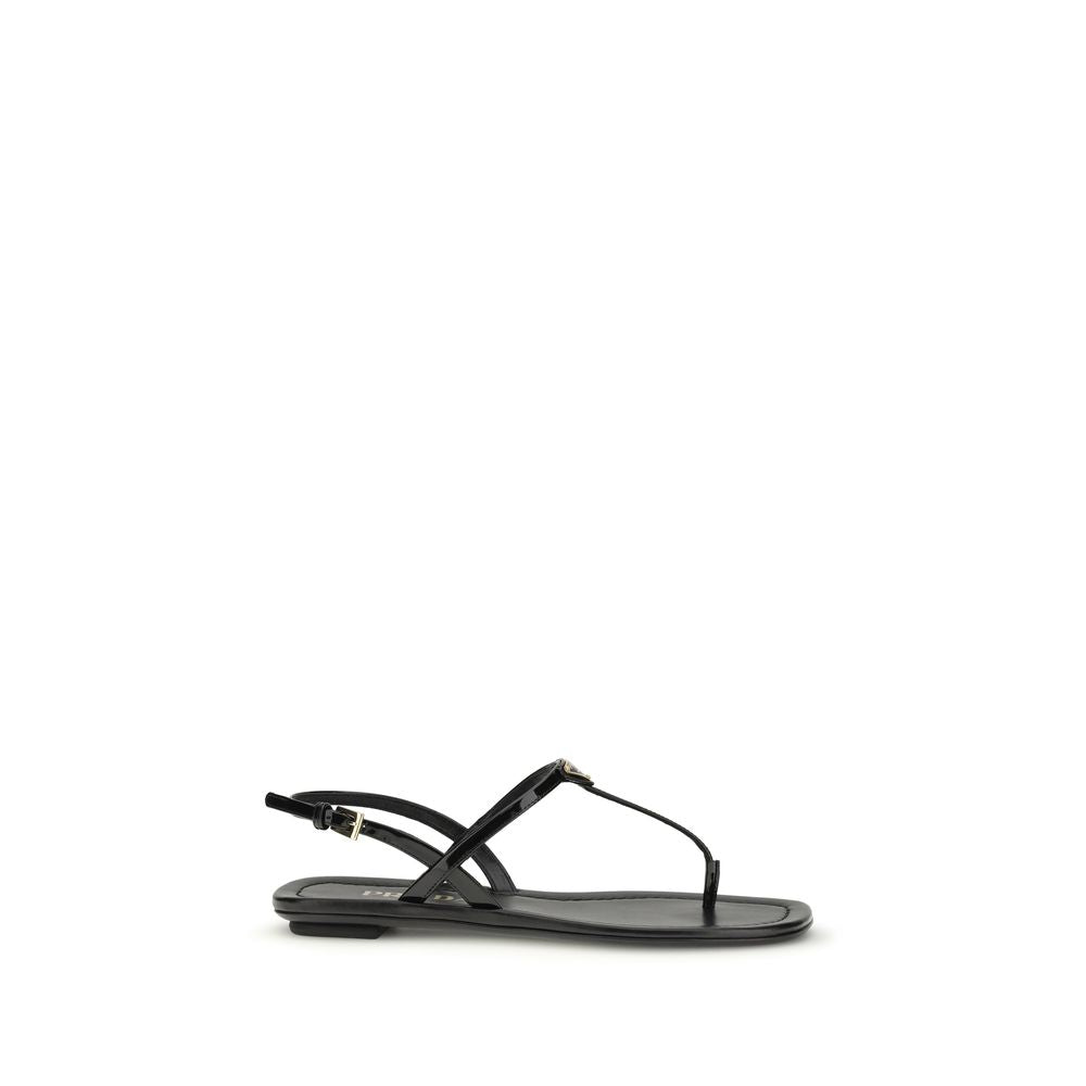 Prada Black Calf Leather Bos Taurus Flip-Flop Sandals - Luxury Boutique Co