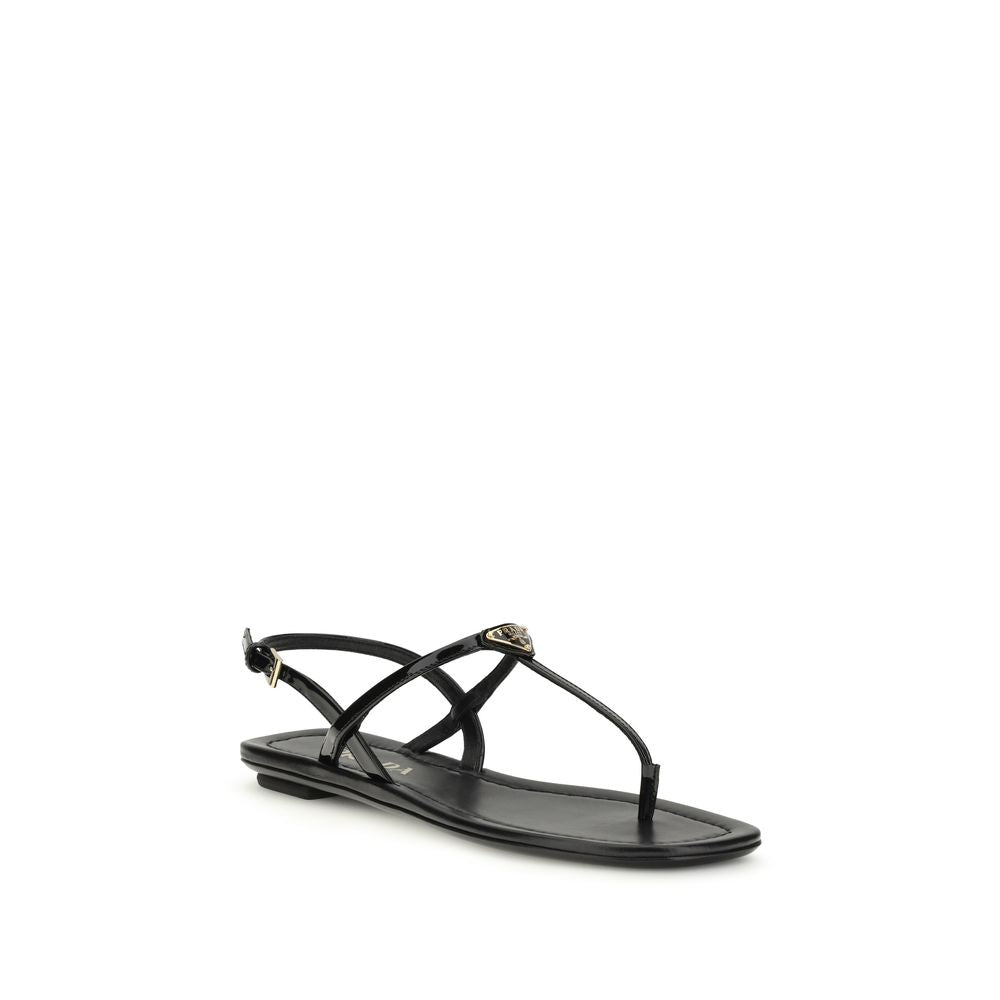 Prada Black Calf Leather Bos Taurus Flip-Flop Sandals - Luxury Boutique Co