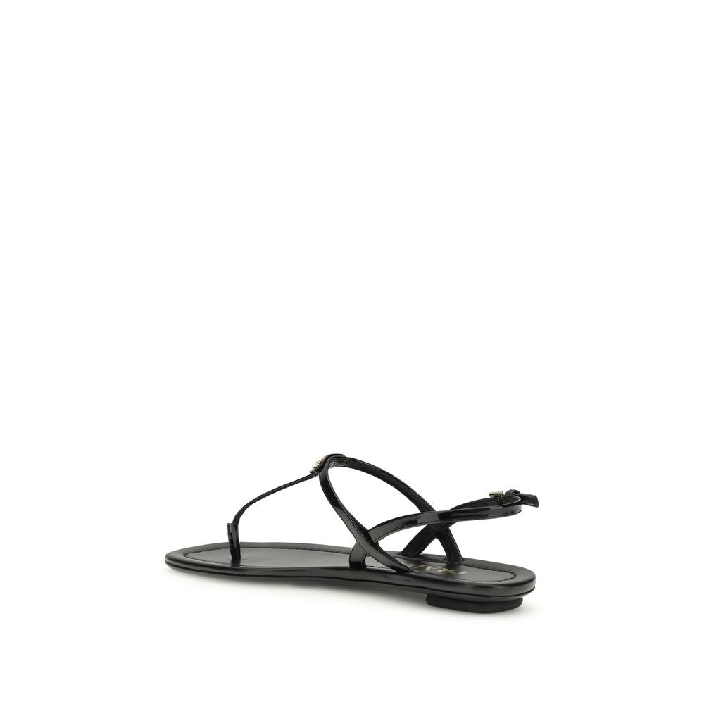 Prada Black Calf Leather Bos Taurus Flip-Flop Sandals - Luxury Boutique Co