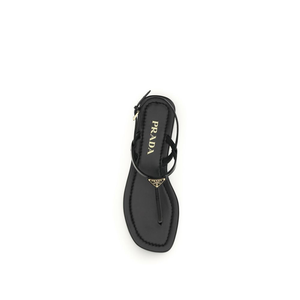 Prada Black Calf Leather Bos Taurus Flip-Flop Sandals - Luxury Boutique Co