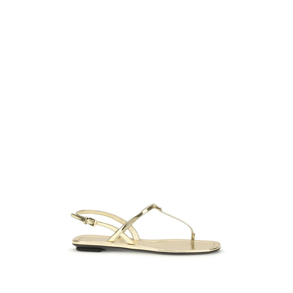 Prada Silver Calf Leather Bos Taurus Flat Sandals - Luxury Boutique Co