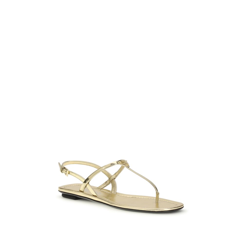 Prada Silver Calf Leather Bos Taurus Flat Sandals - Luxury Boutique Co